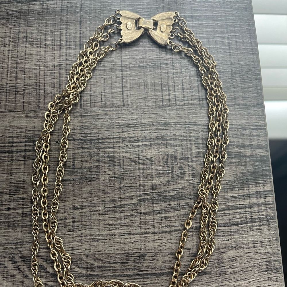 Vintage Kramer bow tie clip necklace
